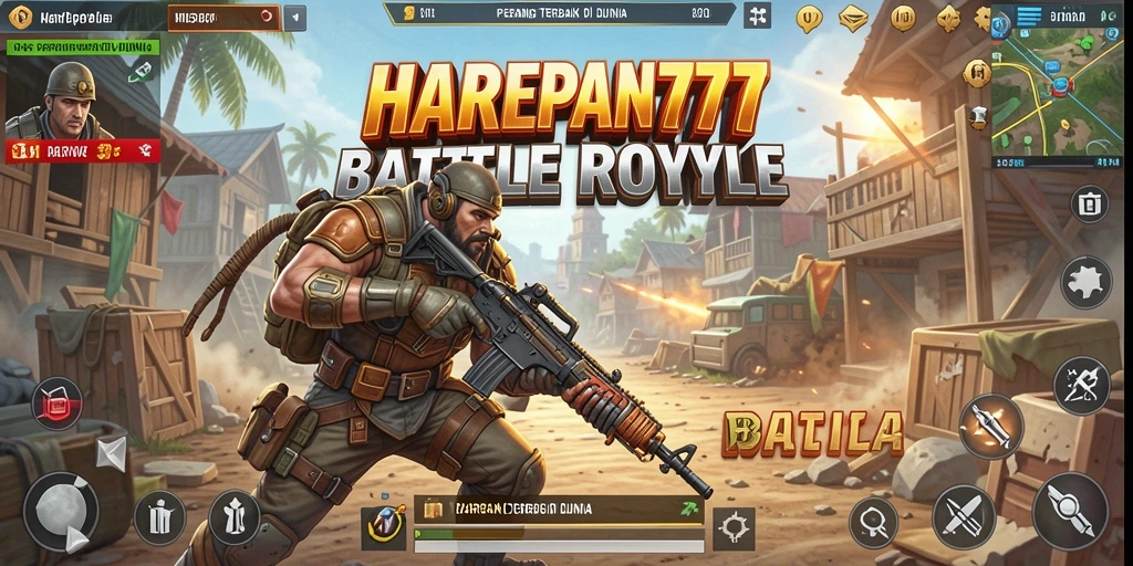 Tangkapan layar dari gameplay HARAPAN777 yang menampilkan pertempuran seru Battle Royale.