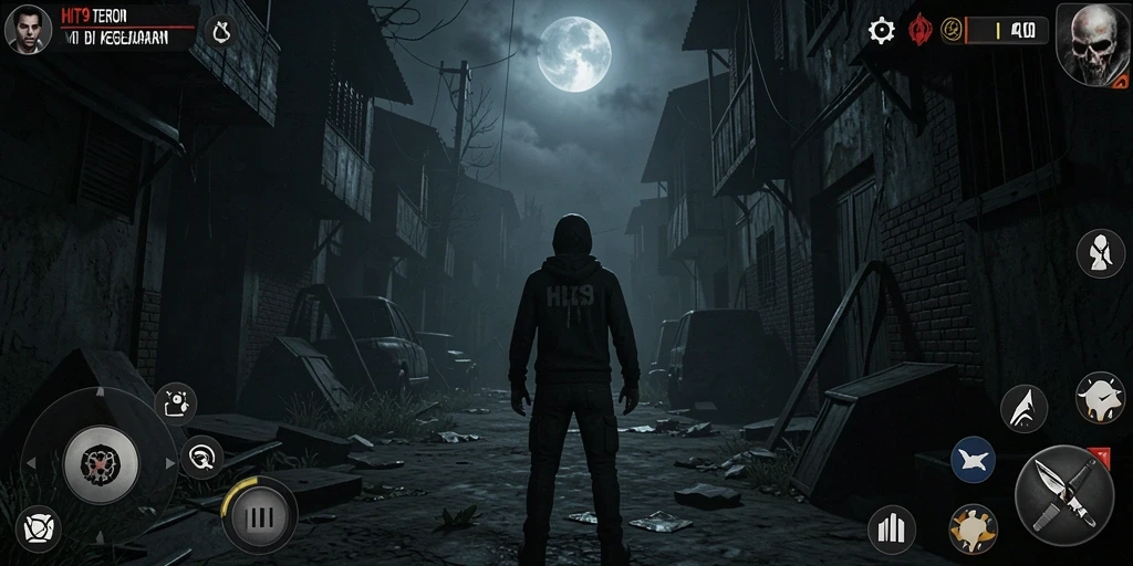 Cuplikan gameplay HIT9 dengan suasana Horror yang mencekam.