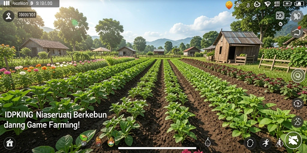Screenshot utama IDPKING menampilkan gameplay seru berkebun.