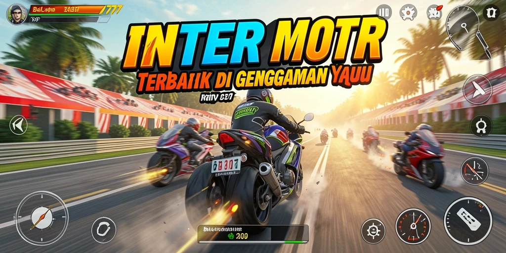 Screenshot menampilkan aksi balapan motor yang seru dalam INTER77.