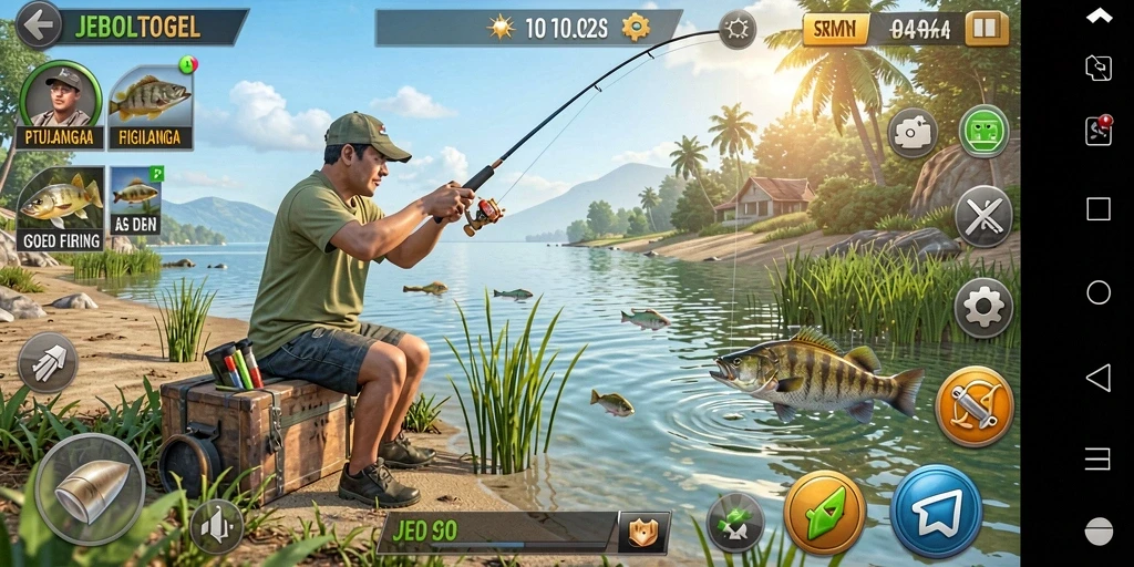 Tampilan gameplay menarik dari JEBOLTOGEL dengan suasana memancing.
