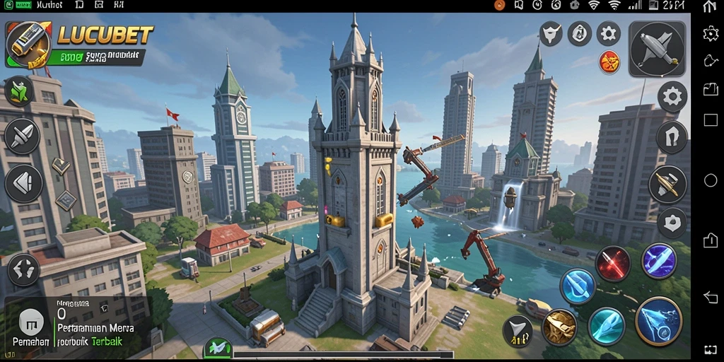 Tampilan gameplay menara pertahanan di LUCUBET yang menantang dan seru.