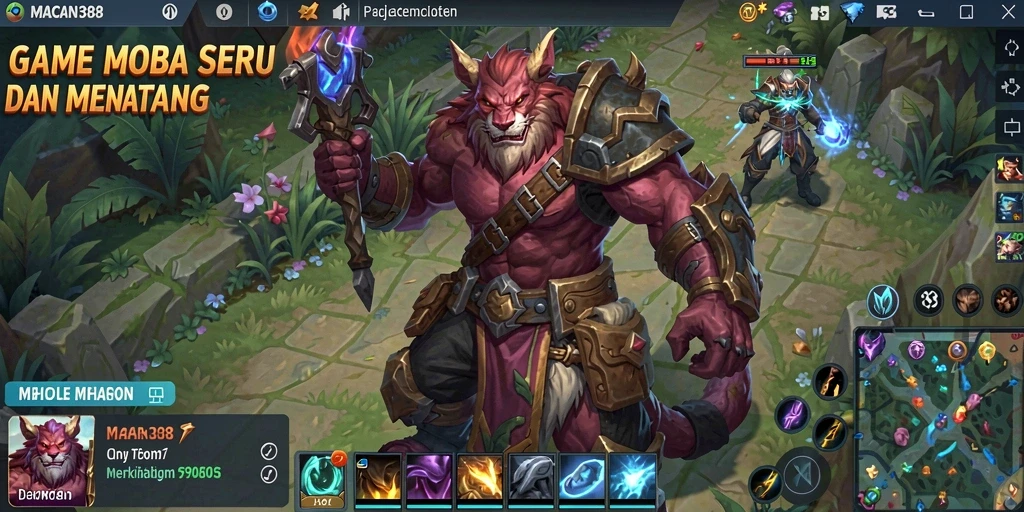 Screenshot utama MACAN388 yang menunjukkan aksi pertarungan di arena MOBA.