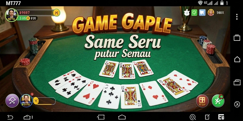 Tampilan gameplay Gaple yang seru dan interaktif di MT777.