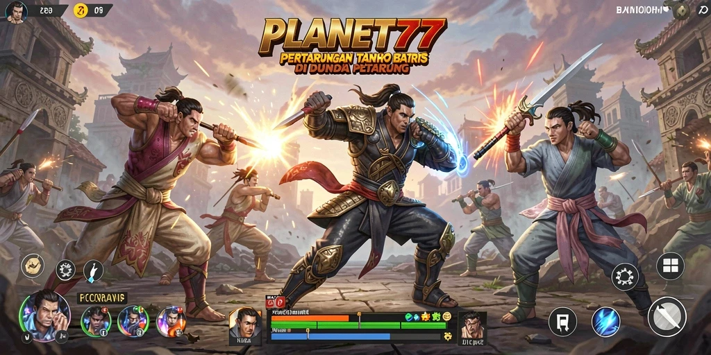Tampilan gameplay <strong>PLANET77</strong> yang penuh aksi dan seru dalam pertarungan.