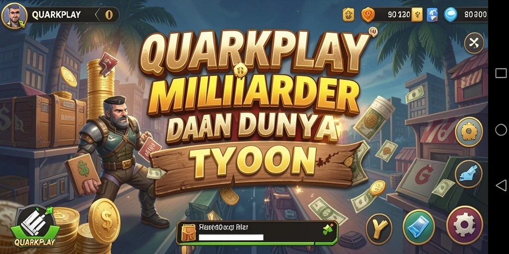 Tampilan gameplay seru di QUARKPLAY yang menampilkan manajemen bisnis yang menarik.