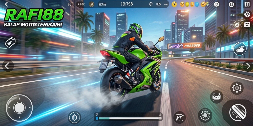 Gameplay balap motor yang mendebarkan di RAFI88.