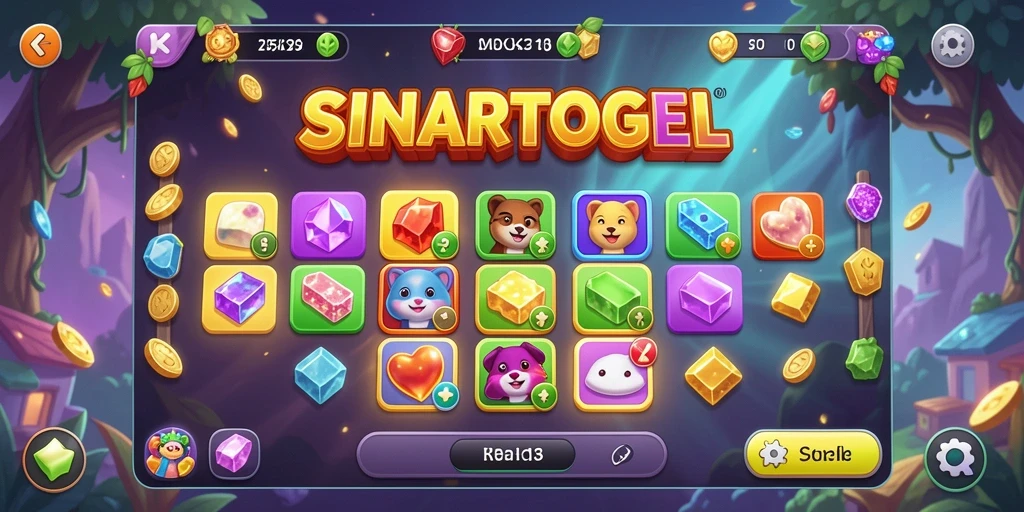 Tampilan gameplay SINARTOGEL dengan aksi match-3 yang seru.