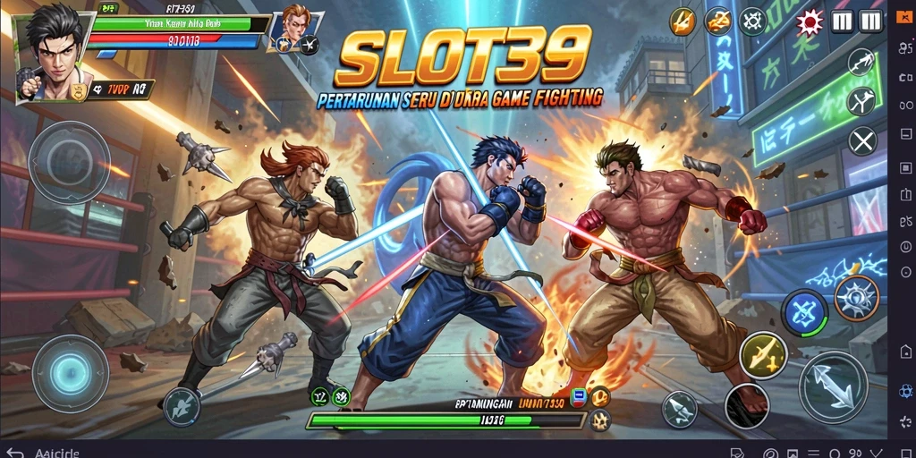 Tampilan gameplay SLOT39 yang intens dan penuh aksi pertarungan.