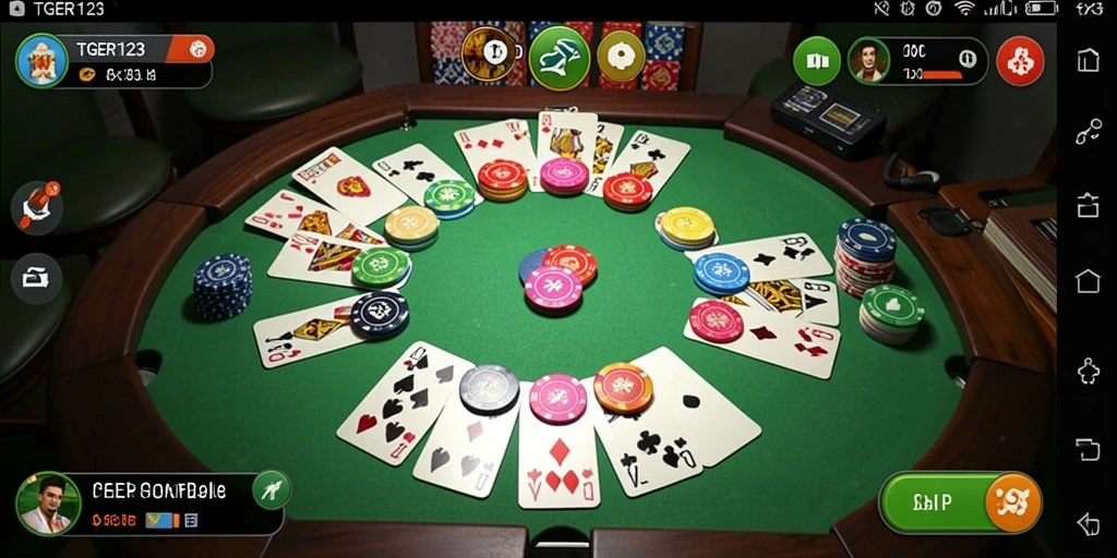 Screenshot TGER123 menampilkan gameplay Gaple yang seru dan interaktif.